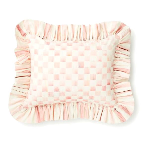 MacKenzie-Childs Other - NEW MacKenzie-Childs Rosy Check Ruffle Lumbar Throw Pillow 14x18x6